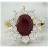 Image 1 : 3.55 CTW Ruby 18K Yellow Gold Diamond Ring