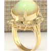Image 3 : 8.77 CTW Natural Opal And Diamond Ring In 18K Yellow Gold