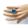 Image 4 : 24.20 CTW Natural Blue Topaz And Diamond Ring In 14k Yellow Gold