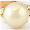 Image 1 : 12.45 mm Gold South Sea Pearl 18K Solid Yellow Gold Diamond Ring