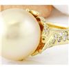 Image 2 : 12.45 mm Gold South Sea Pearl 18K Solid Yellow Gold Diamond Ring