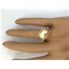 Image 5 : 12.45 mm Gold South Sea Pearl 18K Solid Yellow Gold Diamond Ring