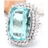 Image 2 : 26.70 CTW Natural Aquamarine 18K Solid White Gold Diamond Ring