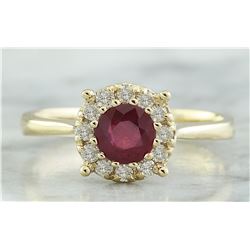 0.72 CTW Ruby 18K Yellow Gold Diamond Ring