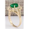 Image 3 : 3.30 CTW Natural Emerald And Diamond Ring In 14k Yellow Gold