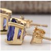 Image 2 : 2.90 CTW Natural Blue Tanzanite Earrings 18K Solid Yellow Gold