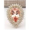 Image 1 : 7.96 CTW Natural Morganite And Diamond Ring In 14k Solid Yellow Gold