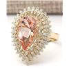 Image 2 : 7.96 CTW Natural Morganite And Diamond Ring In 14k Solid Yellow Gold