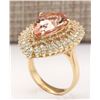 Image 3 : 7.96 CTW Natural Morganite And Diamond Ring In 14k Solid Yellow Gold
