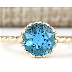 1.50 CTW Natural Blue Topaz Ring In 14k Yellow Gold
