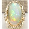 Image 1 : 14.98 CTW Natural Opal And Diamond Ring In 18K Yellow Gold