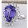 Image 2 : 10.06 CTW Natural Blue Tanzanite And Diamond Ring In 18K White Gold