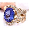 Image 2 : 10.62 CTW Natural Tanzanite 18K Solid Yellow Gold Diamond Ring