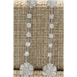 2.10 CTW Natural Diamond Earrings 18K Solid White Gold