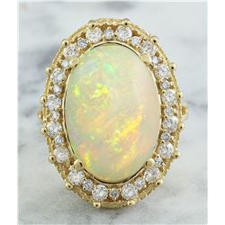 7.00 CTW Opal 14K Yellow Gold Diamond Ring