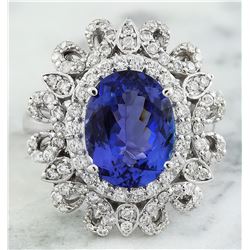 7.00 CTW Tanzanite 18K White Gold Diamond Ring