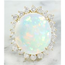 11.90 CTW Opal 18K Yellow Gold Diamond Ring