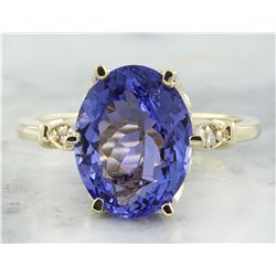 4.85 CTW Tanzanite 14K Yellow Gold Diamond ring