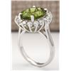 Image 3 : 7.60 CTW Natural Peridot And Diamond Ring In 18K White Gold