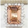 Image 1 : 15.08 CTW Natural Morganite And Diamond Ring In 14k White Gold