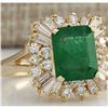 Image 2 : 3.82 CTW Natural Emerald And Diamond Ring 14K Solid Yellow Gold