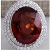 Image 1 : 20.25 CTW Natural Hessonite Garnet And Diamond Ring In14K White Gold
