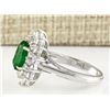 Image 3 : 3.08 CTW Natural Emerald And Diamond Ring In 14k White Gold