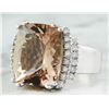 Image 2 : 11.20 CTW Morganite 14K White Gold Diamond Ring