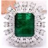 Image 1 : 7.60 CTW Natural Emerald 14K Solid White Gold Diamond Ring