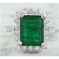 5.03 CTW Emerald 18K White Gold Diamond Ring