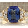 Image 1 : 2.41 CTW Natural Tanzanite And Diamond Ring In 14K Yellow Gold