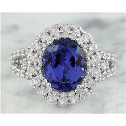 5.40 CTW Tanzanite 14K White Gold Diamond Ring
