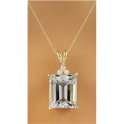 5.17 CTW Aquamarine 14k Yellow Gold Diamond Necklace
