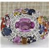 Image 1 : 6.83 CTW Natural Sapphire And Diamond Ring In 14K White Gold