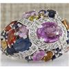Image 2 : 6.83 CTW Natural Sapphire And Diamond Ring In 14K White Gold