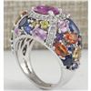 Image 3 : 6.83 CTW Natural Sapphire And Diamond Ring In 14K White Gold