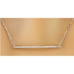 0.30 CTW Diamond 18K White Gold Bar Necklace