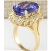 Image 3 : 11.97 CTW Natural Tanzanite And Diamond Ring In 18K Yellow Gold