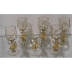 1 SET OF 6 MURANO WINE GLASSES