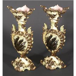 1 PAIR OF MAJOLICA VASES
