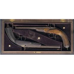 1 CASED PAIR OF FLOBERT DUELING PISTOLS