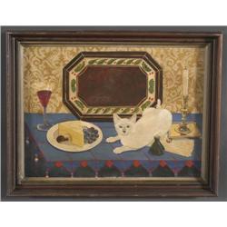 1 FOLK STILL LIFE WITH CAT