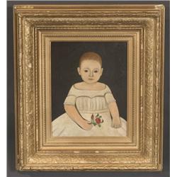 1 FOLK PORTRAIT OF A BABY IN WHITE DRES