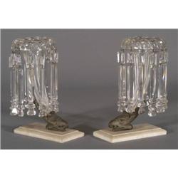 1 PAIR OF BACCARAT BRONZE AND CRYSTAL G