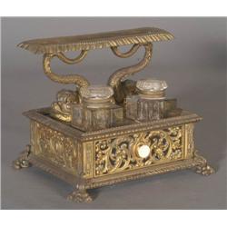 1 RENNAISANCE STYLE GILT METAL STANDISH