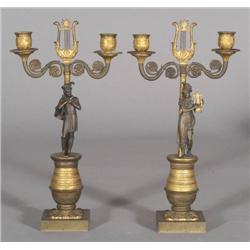 1 PAIR OF FRENCH BRONZE CANDELABRA