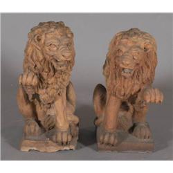 1 PAIR OF TERRA COTTA LIONS