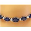 Image 4 : 36.00 CTW Natural Sapphire 18K Solid White Gold Diamond Necklace