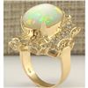 Image 3 : 8.92 CTW Natural Opal And Diamond Ring In 18K Yellow Gold