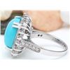 Image 3 : 9.36 CTW Natural Turquoise 14K Solid White Gold Diamond Ring
